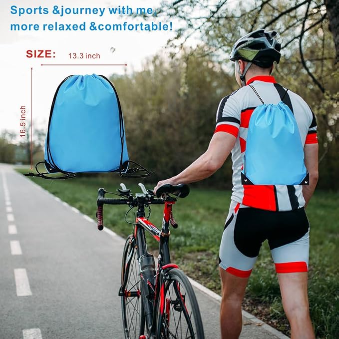 Drawstring Backpack Bulk 50 Packs Draw String Backpack Bags DIY Gym Sports Traveling Trip ride Pedestrianism Yoga Cinch Bag Sackpack Drawstring (sky blue) - Image 5