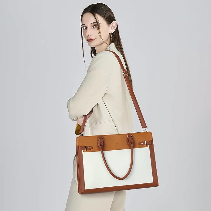 Keyli 3pc Sets Laptop Tote Bag for Women 15.6 Inch Work Bags Business Computer Briefcase Leather Messenger Shoulder Purses - Image 4