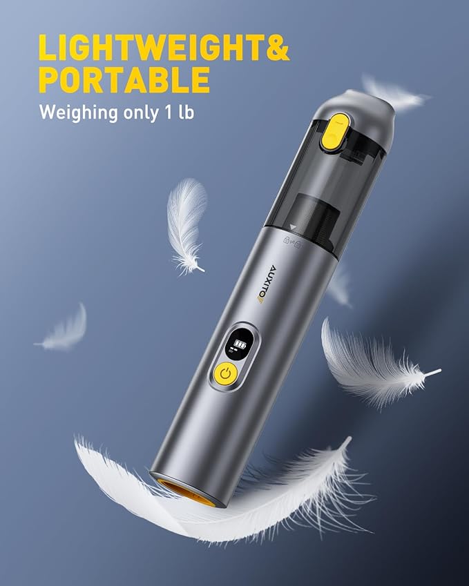 AUXITO Car Vacuum Cleaner - Portable Handheld Vacuum Cleaner 14000Pa Suction Power, Blow & Suction 2 in 1 Mini Vacuum Cleaner Hand Held Vacuum for Car, Home, Pet, Office, Gifts for Men (Silver)