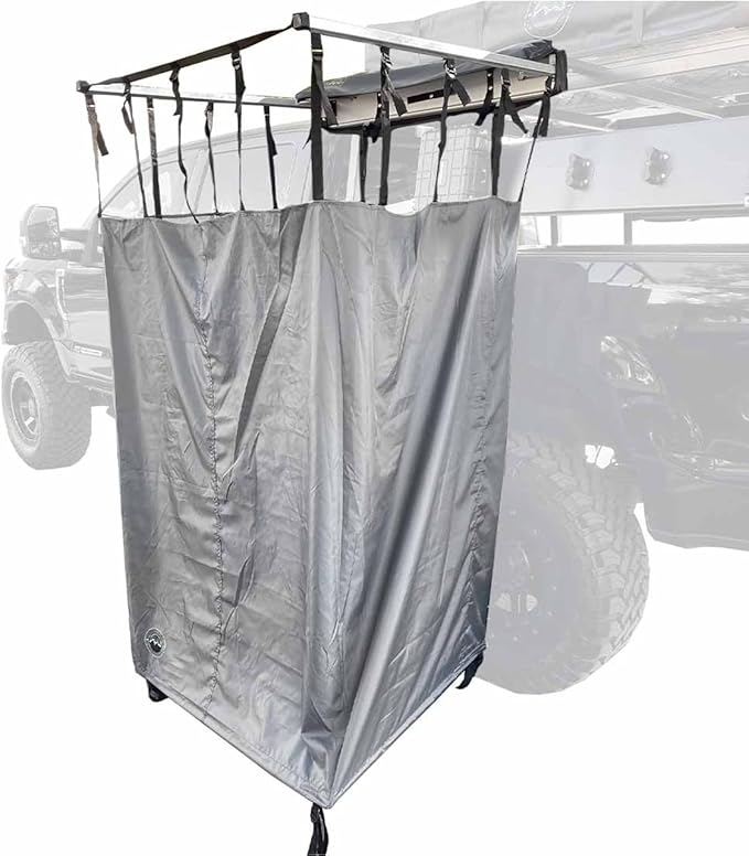 Overland Vehicle Systems HD Nomadic Car Side Shower Room with Black 1000G PVC Travel Cover, Universal L - Brackets, Dark Grey Body with Silver Inner Lining by OverlandVehicleSystems