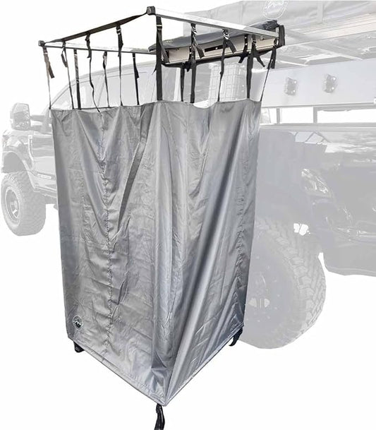 Overland Vehicle Systems HD Nomadic Car Side Shower Room with Black 1000G PVC Travel Cover, Universal L - Brackets, Dark Grey Body with Silver Inner Lining by OverlandVehicleSystems