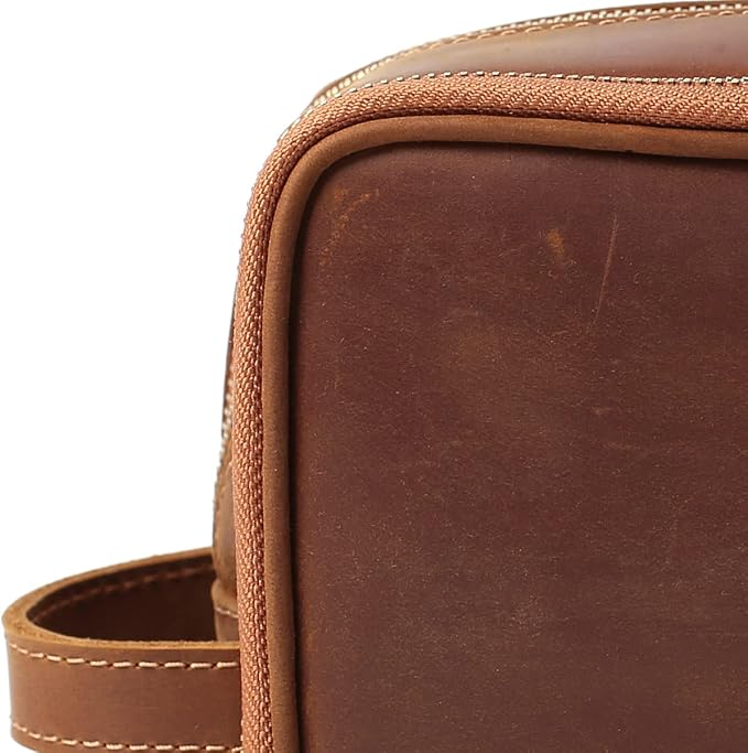 Personalized Leather Toiletry Bag for Men Travel Shaving Dopp Kit-Large Cosmetic Bags Toiletries Bathroom Organizer - Image 2