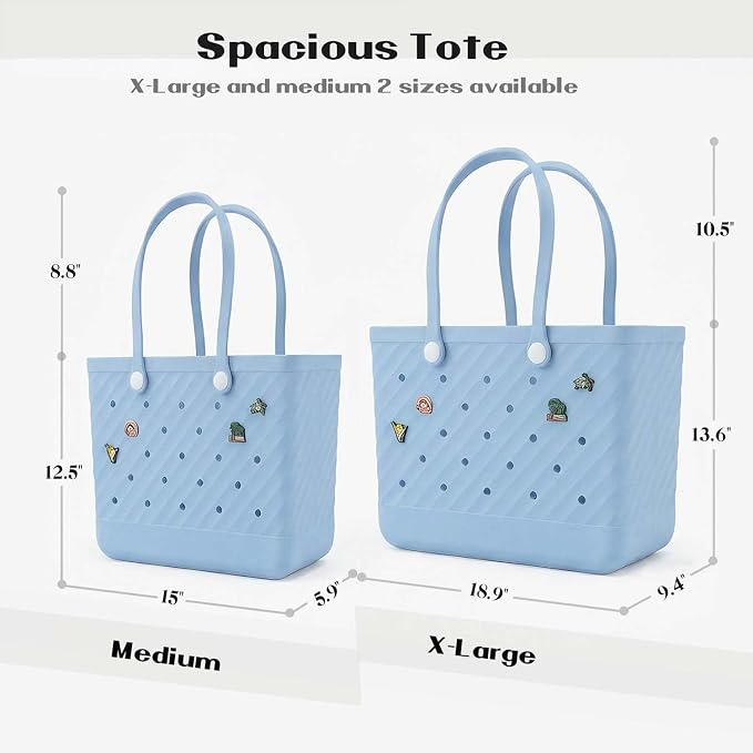 Rubber Tote Bag Extra Large & Medium, Waterproof Beach Bag for Women Men, Pool Travel Swim Silicone Tote - Image 5