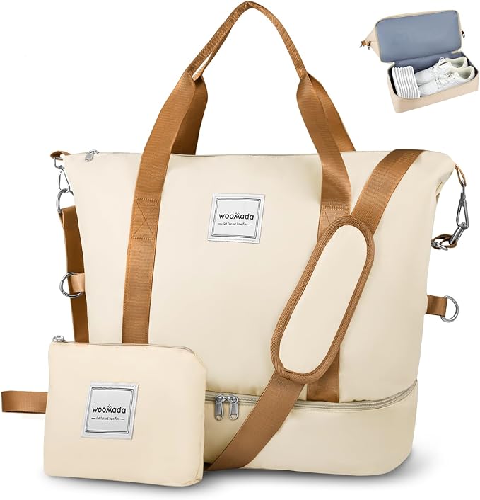 WOOMADA Weekender Bag for Women, Travel Duffel Bags with Shoe Compartment & Wet Pocket, Personal Item Bag for Airlines by WOOMADA