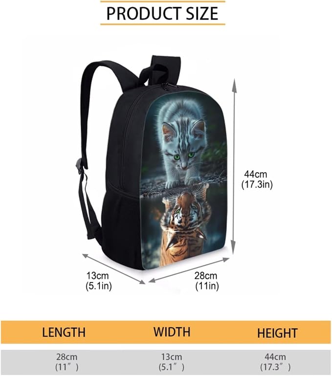 Cat Backpack and Lunch Box Set Girls 5-6/6-7/7-8 Tiger Elementary School Bookbag with Lunch Bag 4 in 1 Student Back Pack Lunchbox Pencil Case Water Bottle Holder Primary Schoolbag - Image 4