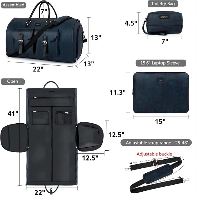 Garment Bag for Travel, Convertible Carry on Garment Duffel Bag for Men 3Pcs Weekender Bag 2 in 1 Hanging Suitcase Suit Bag - Image 6