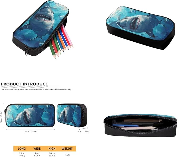 Shark Backpack for Boys Kids Backpack with Lunch Box Water Bottle Carrier and Large Pencil Case 4PCS Set Bookbag with Front Pocket for School Teens 17 inch Sturdy School Bag for Girls - Image 5