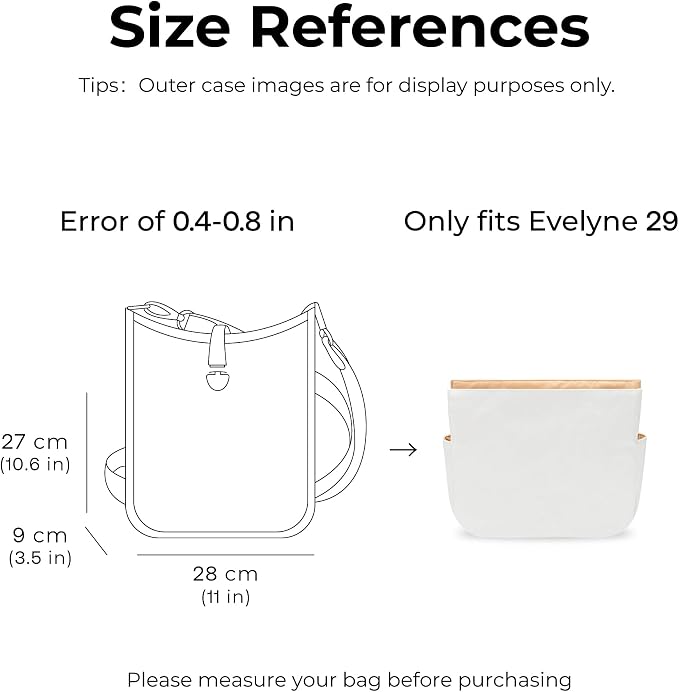 Purse Organizer Insert for HERMES Evelyne 29 Handbag, Custom Fit Inside Premium Vanile Lightweight WaterResistant Tote Bag Insert - Image 2