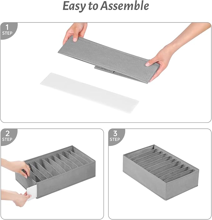 4 Packs T-shirt Drawer Organizers for Clothing,10 Grids Compartment Wardrobe Storage Box, Washable Clothes Organizer for Folded Clothes, T-shirt, Legging, Silk Scarve - Image 5