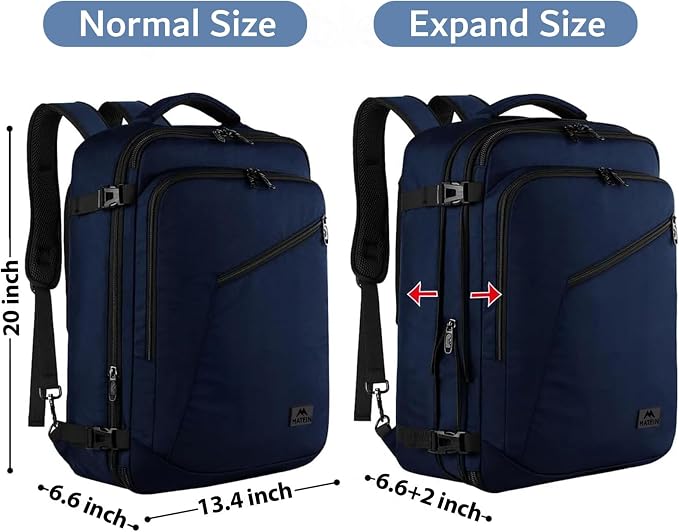 MATEIN Extra Large Mens Travel Backpack Carry on, Expandable Traveling Backpack for Men Airline Approved, Water Resistant Business Casual Daypack, Traveler Gift, Blue | Airline Approved, Water Resistant, Business Casual Daypack for Traveling, Internati... - Image 5