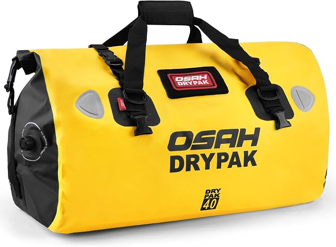 OSAH DRYPAK Waterproof Duffel Bag - Motorcycle Dry Bag Tail Bag with Large Storage Space, Waterproof Luggage Duffle Bags with Outer Mesh Zipper Pocket for Camping, Kayaking, Fishing & Traveling by OSAHDRYPAK