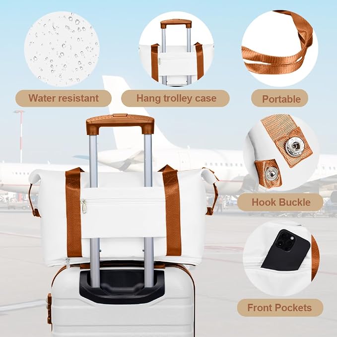 AnyZip Luggage Set 20 Inch Carry on Luggage PC ABS Hardshell Lightweight Suitcases for Travelling with 4 Universal Wheels TSA Lock White Brown - Image 5