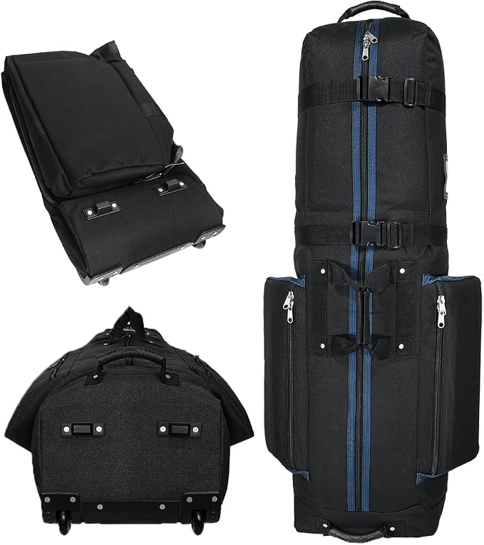 CaddyDaddy Constrictor Soft-Sided Golf Travel Bag Cover with Thick Dense Foam Padded Top 1 Year Full Travel Bag Replacement Coverage | Wheels & Lockable Zippers Case for Transporting Clubs on Airlines by CaddyDaddy