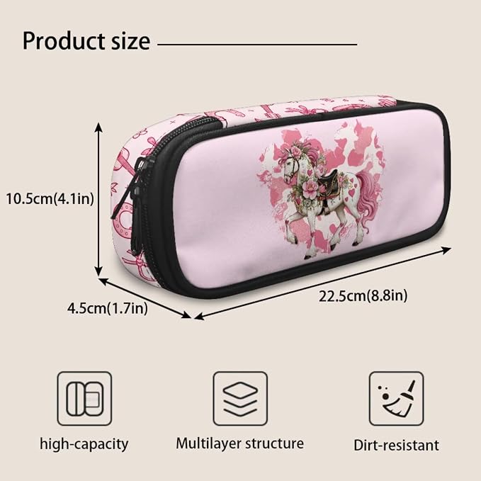 Floral Cowgirl Horse Girls Backpack Set 4-Piece, Waterproof Lightweight School Bag with Insulated Lunch Box & Pencil Case, Cute Western Bookbag Back to School - Image 7