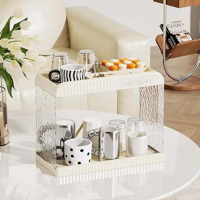 Bathroom Counter Organizer, 2-Tier Acrylic Storage Organizer for Makeup Perfume Lipstick, Skincare Organizers Shelf, Vanity Storage Tray for Bedroom, Living Room, Spice Racks, Coffee Bar by Hiendure