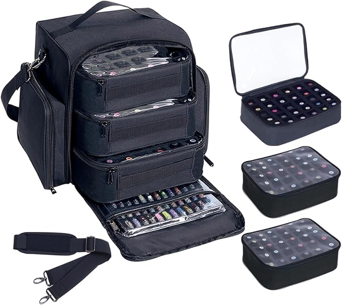 Nail Polish Organizer Case Hold 90 Bottles with 3 Detachable Bag,Black | Portable Travel Storage Box Designed for Women's Nail Tools, Essential Oils and Cosmetics Sets by UOZL
