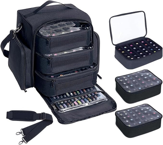Nail Polish Organizer Case Hold 90 Bottles with 3 Detachable Bag,Black | Portable Travel Storage Box Designed for Women's Nail Tools, Essential Oils and Cosmetics Sets by UOZL