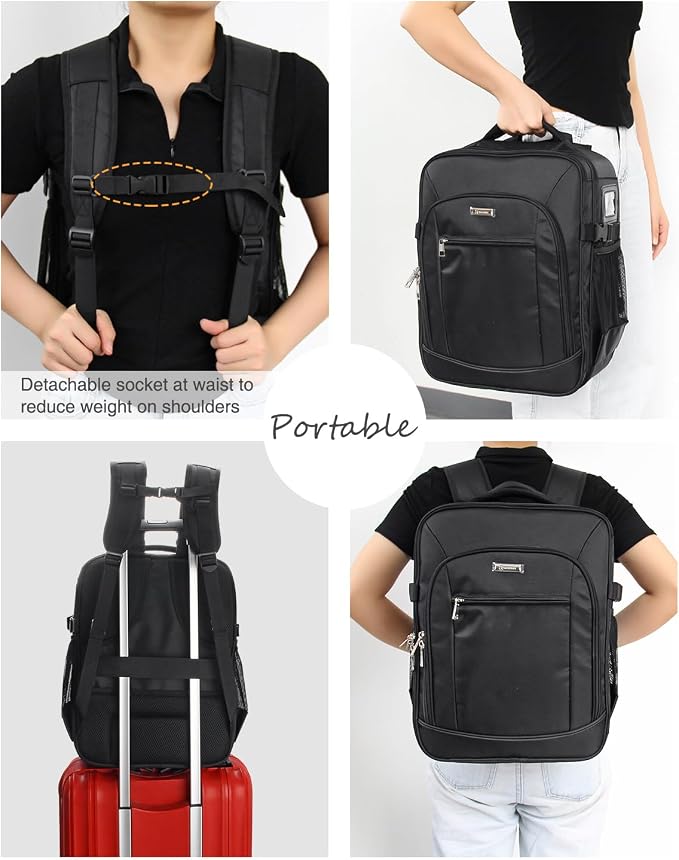 TANTO Makeup Backpack Professional Cosmetic Artist Bag Extra Large Travel Train Case Storage Organizer Double-Layer Cosmetic Case with 8 Pouch &Adjustable Divider (Black) - Image 6