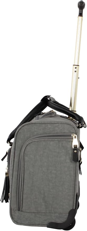 Steve Madden Designer 15 Inch Carry On - Weekender Overnight Business Travel Luggage - Lightweight 2- Spinner Wheels Suitcase - Under Seat Rolling Bag for Women, Peek-a-boo Grey, 15.0 x 14.0 9.0 - Image 3