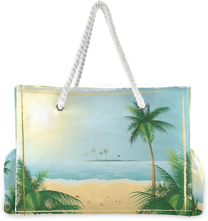 senya Large Beach Shoulder Bags Canvas Tote Water Resistant for Gym Travel Daily - Image 4