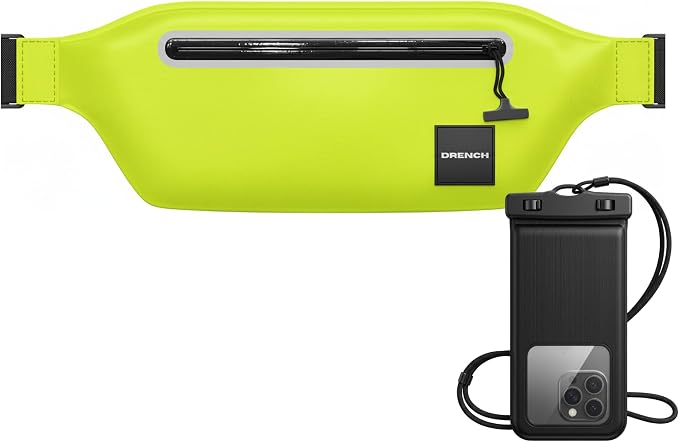 DRENCH 100% Waterproof Waist Pack Neon Yellow | Caribana & Caribbean Carnival Bag for Jouvert, Festivals, EDM Raves, Pool Parties, Travel & High Visibility Outdoor Use | Waterproof Phone Pouch Dry Bag by Drench