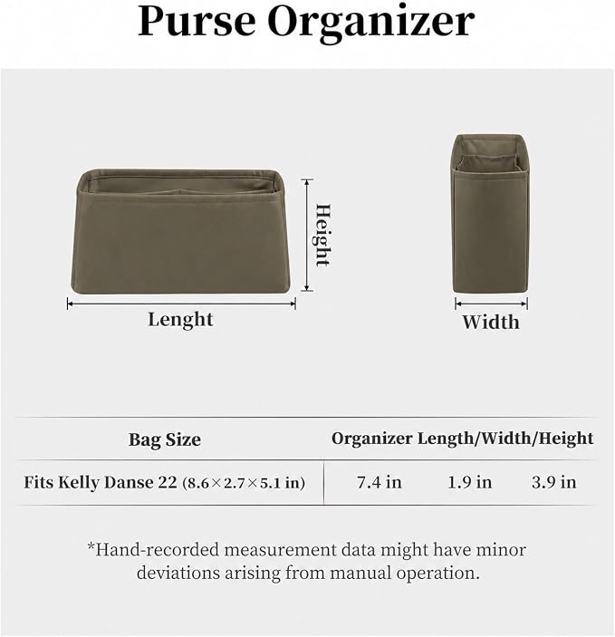 Women's Purse Organizer Insert - Satin & Lightweight Fabric with Inside Pockets, Portable for Commute, Travel, Shopping, and Evening, Multicolor Options, Fits for Kelly Danse(Etoupe grey,Danse22) - Image 7