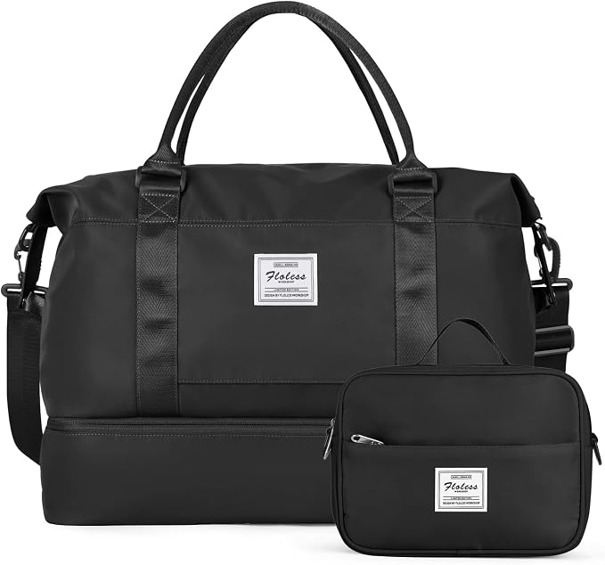 Travel Duffel Bag with Shoes Compartment,Weekender Bags for Women Travel | Overnight Carry-On Bag with Toiletry Bag & Wet Pocket & Trolley Sleeve,Extra Large by HYC00