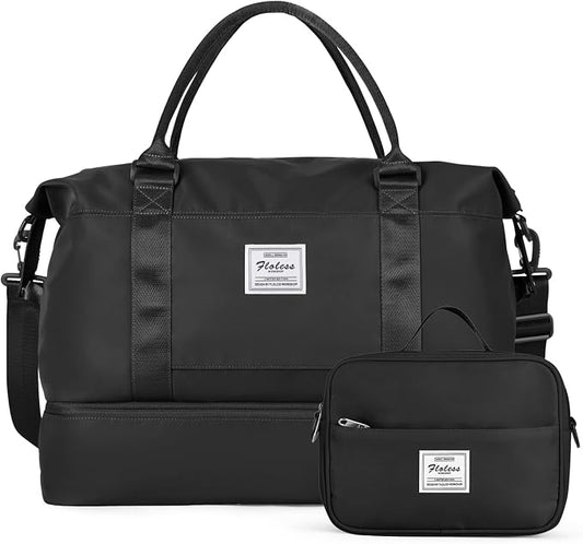 Travel Duffel Bag with Shoes Compartment,Weekender Bags for Women Travel | Overnight Carry-On Bag with Toiletry Bag & Wet Pocket & Trolley Sleeve,Extra Large by HYC00