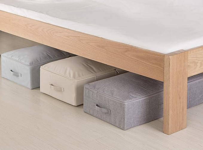 Folding Under the Bed Storage Bin with Lids, Under Bed Storage Containers | underbed storage containers,under bed storage bins, Wardrobe Closet Clothing Blanket, Shoes, Toys Organizer Containers - Image 5