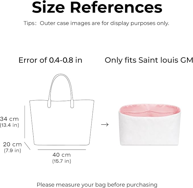 Tote Bag Organizer Insert for ST Louis GM Handbag,Custom Fit Inside Premium Lightweight Water Resistant Purse Insert with Zipper(Rose Sakura) - Image 2