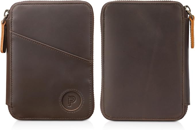 Polare Leather Pilot Wallet Passport Holder RFID Blocking Tri-fold Travel Cover Document Organizer for Aviation Professionals (Dark Brown(YKK Zipper with AirTag Slot)) - Image 7