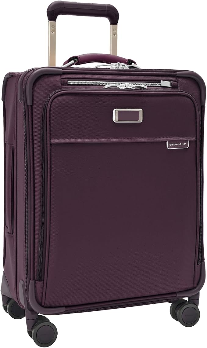 Briggs & Riley 21" Global Carry On Expandable Spinner - Luggage for International Travel, Suitcases with Wheels, Softside Rolling Bag for Men & Women, Self-Repairing Zipper - Baseline Collection, Plum by Unknown