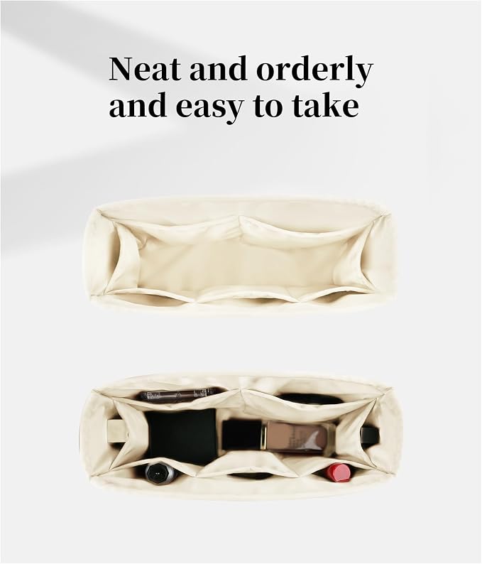 19 Bag Organizer Insert, Purse Organizer with Silky Satin Compatible with Chanel 19 Bag Maxi, Lightweight Inner Bag for Luxury Bags (Craie, Maxi36) - Image 2
