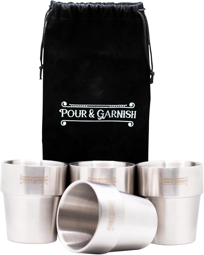 POUR & GARNISH Bourbon, Whiskey & Wine Double Bottle Travel Bag – Vegan Leather Spirits Carrier with 4 Stainless Steel Insulated Glasses & Gift Pouch – Luxury Barware Gift - Image 7