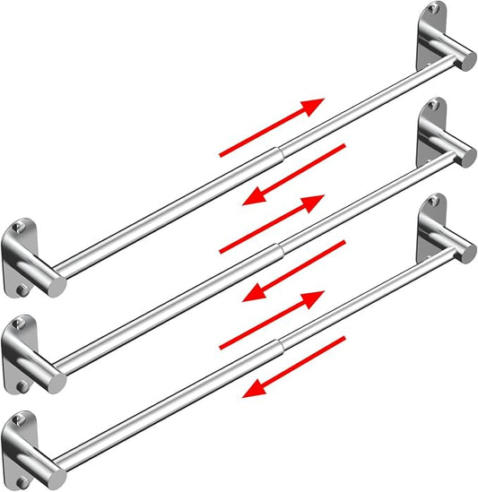 Towel Bar, Adjustable 14.4inch - 25.2inch Towel Rack, Self Adhesive & Wall Mounted for Bathroom Kitchen Hand Towel Holder Cloths Hanger SUS 304 Stainless Steel Single Bar (3, Chrome) by MIROAMZ