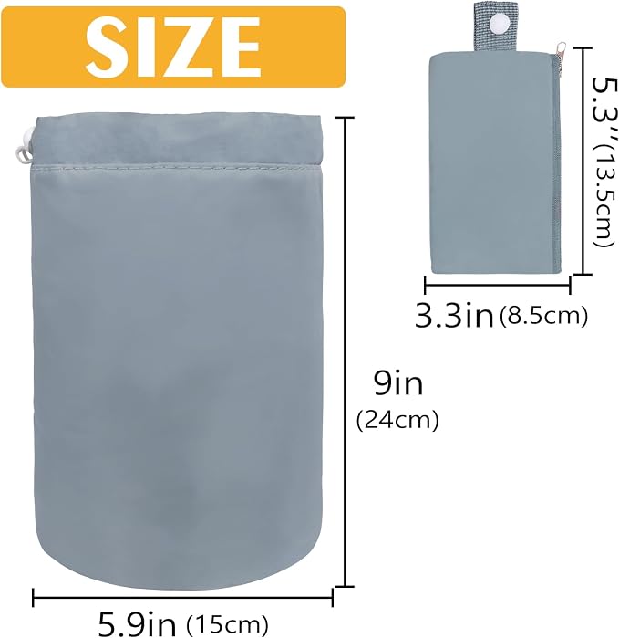 INVODA Drawstring Makeup Bag for Women Cosmetic Bag Large Travel Make up Bags Portable Barrel Toiletry Bag Toiletries Pouch Travel Cosmetic Organizer (Grey) - Image 2