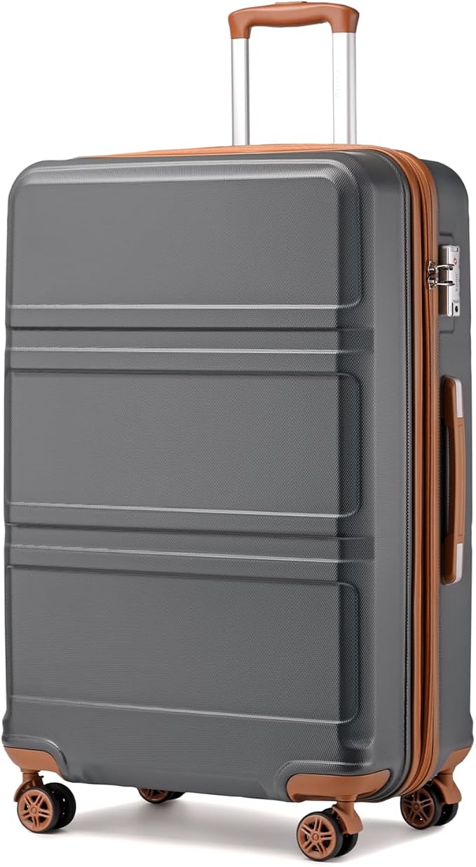 Kono 28 Inch Luggage Expandable Suitcase with Spinner Wheels TSA Lock | Lightweight PC+ABS Hardside Large Checked Luggage Durable Rolling Suitcase Apricot Grey by Kono