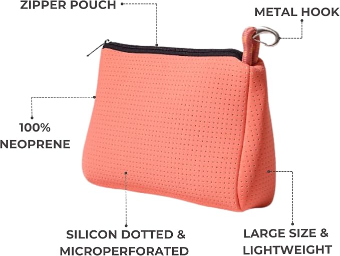 POPUPS Large Makeup Bag with Zipper - Waterproof Neoprene Cosmetic Bag 7.7 x 10.75 x 5 inches - Pouch Blushing Pink - Image 4