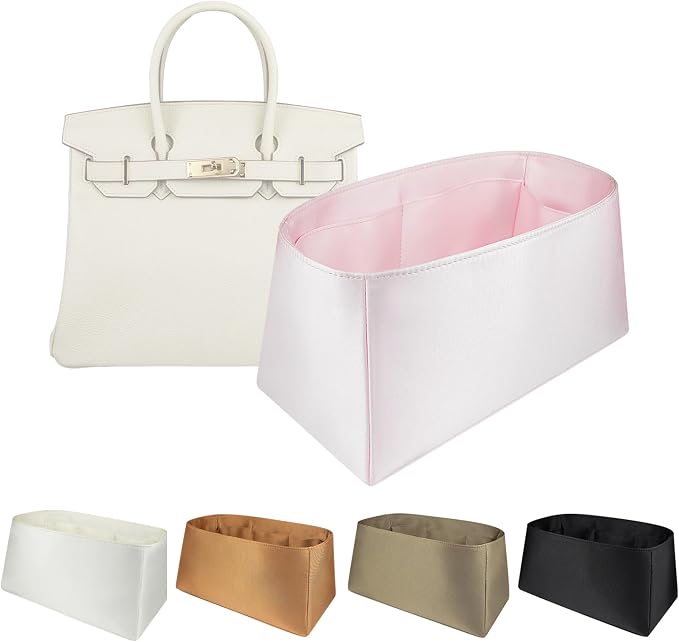 Organizer Insert for Birkin 20/25/30/35/40/45 | Satin Inner Bag Organiser(Size: BK30, Color: Rose Sakura) by Unknown