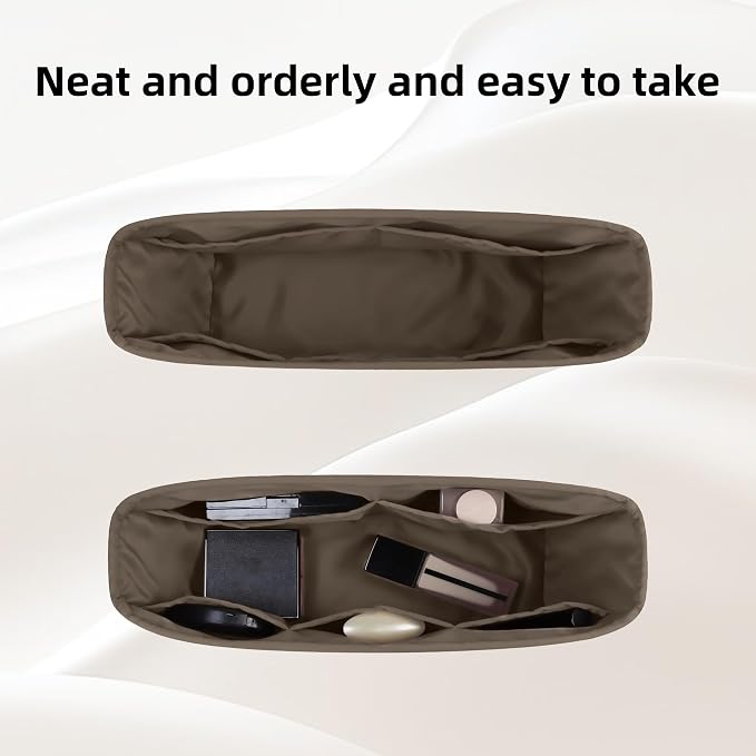 DGAZ Purse Organizer Insert Fits Neverfull-Mini/PM/MM/GM Bags，Silk Bag Organizer，Luxury Handbag & Tote Shaper（PM, Etoupe grey） - Image 3