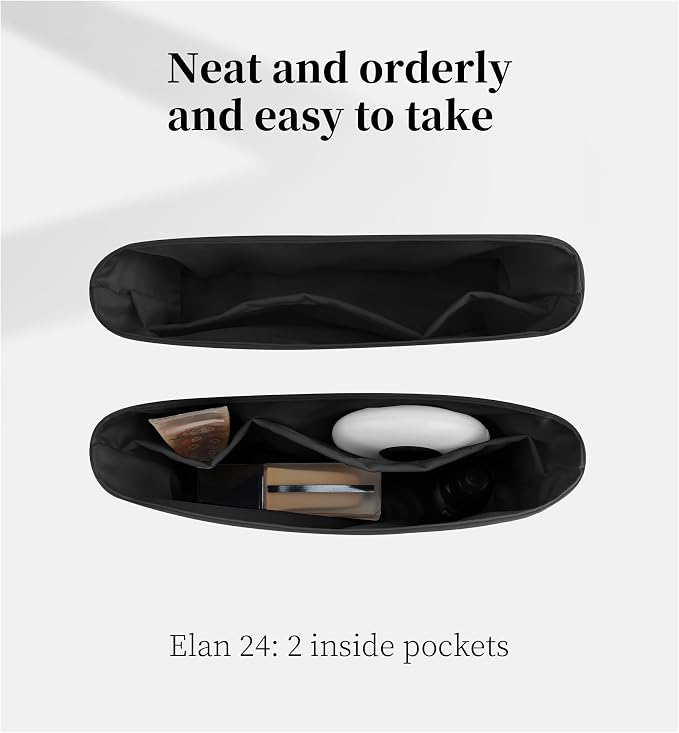 Satin Purse Organizer Insert for Constance Elan, Black | Tailored Fit, Multiple Pockets, Lightweight Satin, Purse Essentials, Ideal for Travel, Shopping, and Daily Use - Image 2