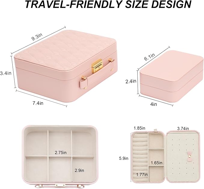 Large Jewelry Travel Case, Jewelry Case for Necklaces Large Jewelry Case Jewelry Box for Women Girls. (Pink) - Image 5