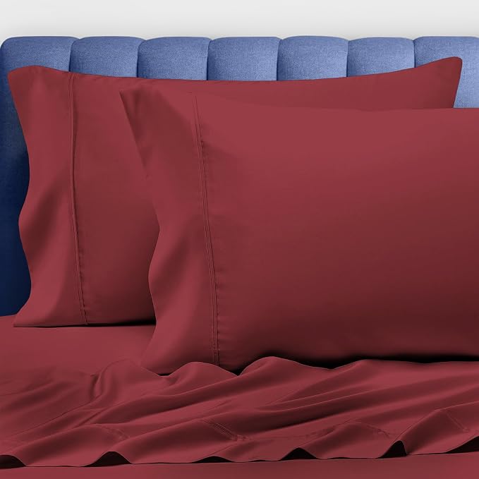 Pizuna 100% Luxury Cotton King Size Pillow Case Rio Red, 1000 Thread Count 100% Long Staple Cotton Sateen Pillowcase, Pillow Covers with Stylish 4" Hem (Combed Cotton King Pillowcase Set of 2) by Pizuna