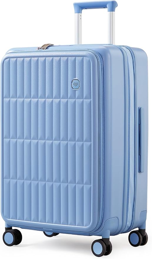 Expandable Top Open 24 Inch Checked Luggage with Spinner Wheels, Large Suitcase with TSA Lock, Hardside Travel Luggage Suitcases for Men Women, for 14+Days Travel, Blueberry Blue by AJIVALUESTYLISHQUALITY