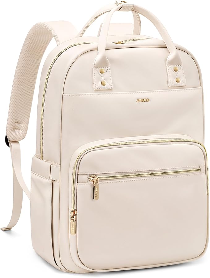 MDODO Laptop Backpack Women,16Inch Teacher Laptop Bag Backpack with Laptop Compartment Waterproof Carry on Daypack Backpack for Work,College,Travel,Trip,Nurse, Beige - Image 9