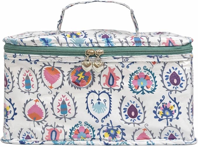 Jacaranda Living Vanity Bag/Train Case - Water-Resistant, PVC-Lined, Easy to Clean, Compact & Travel Ready Makeup Organizer, Summer Splash-Proof Bag - Wild Things by JacarandaLiving