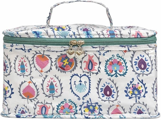 Jacaranda Living Vanity Bag/Train Case - Water-Resistant, PVC-Lined, Easy to Clean, Compact & Travel Ready Makeup Organizer, Summer Splash-Proof Bag - Wild Things by JacarandaLiving