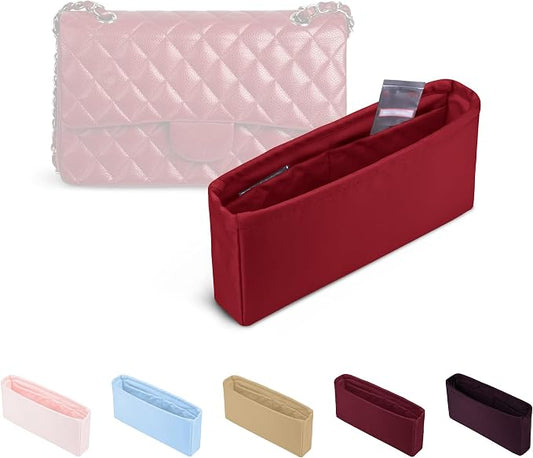 Purse Organizer Insert, Silky-Soft Lightweight Design, Multi-Pocket, Keeps Bag Organized & Protects Interior, Fits Chanel Classic Flap Mini, Ideal for Travel & Daily Use(Ruby, CF Mini 20) by KINGSINBAG