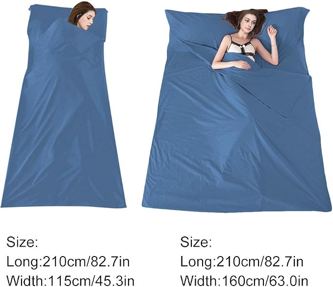 Lightweight Sleep Sack, Compact Sleeping Bag Liner Travel Sheets for Hotel | Soft Breathable Adult Sleep Sack, 4 Season Travel Sheet for Hostel Camping Backpacking Hiking, Machine Washable, 3 Sizes - Image 6