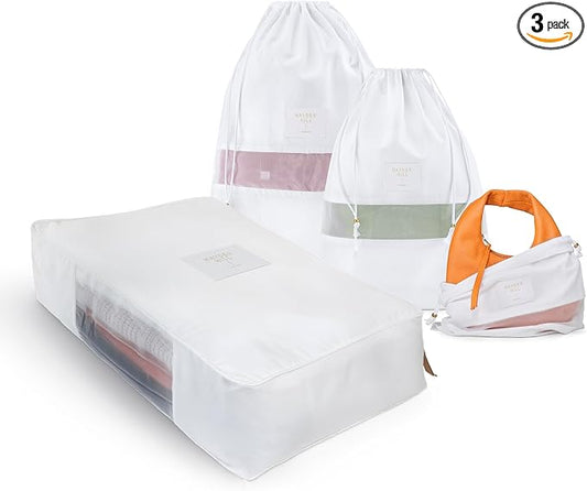 Hayden Hill Luxury Organic Cotton Sweater Bag and 3 Dust Bags - 18" Garment Bag and Dust Bags For Handbags - Certified Carbon Neutral by HaydenHill